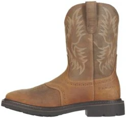 Ariat Boots: Men's Brown 10010134 Steel Toe Heat-Resistant EH Cowboy Boots -Men's Work Boots Store 10010134 side
