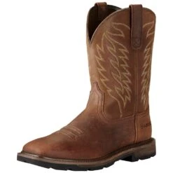 Ariat Boots: Men's 10020059 Brown Groundbreaker 10" Slip Resistant Pull On Work Boots -Men's Work Boots Store 10020059 1