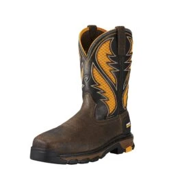 Ariat Boots: Composite Toe 10020072 Men's Brown Pull On Intrepid Venttek Work Boots -Men's Work Boots Store 10020072 3 4 front