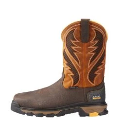 Ariat Boots: Men's 10023042 Brown Orange Intrepid VentTek 11" Composite Toe Slip Resistant Pull On Work Boots -Men's Work Boots Store 10023042 side