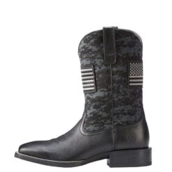Ariat Boots: Men's 10023361 Black Deertan Sport Patriot Western Boot -Men's Work Boots Store 10023361 side