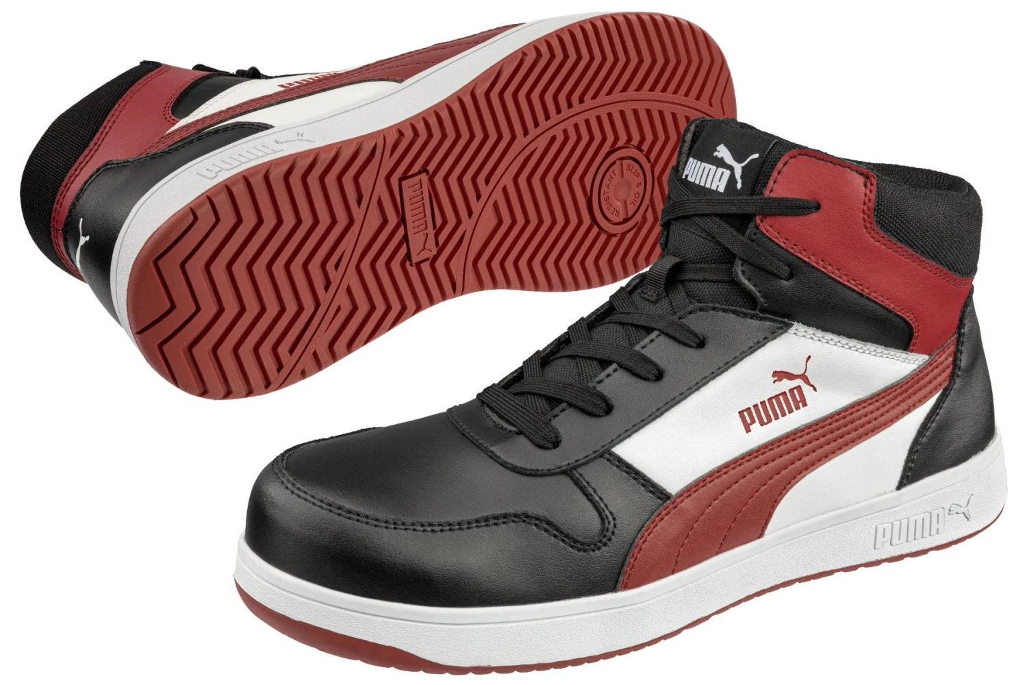 Puma Shoes: Men's 630055 Black White Red Composite Toe Mid EH Frontcourt Heritage Work Shoe 5 Puma Shoes: Men's 630055 Black White Red Composite Toe Mid EH Frontcourt Heritage Work Shoe - Image 3