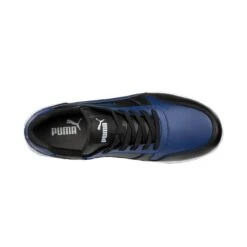 Puma Shoes: Men's 640275 Black Blue Composite Toe Low Frontcourt Heritage Work Shoe -Men's Work Boots Store 640275 frontcourt blue blk low top webedit