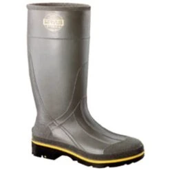 Servus Boots: Men's 75101 Gray Black Steel Toe Waterproof PVC 15IN Boot -Men's Work Boots Store 75101