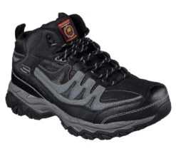 Skechers Shoes: Men's 77108 BKCC Black Charcoal Holdredge - Rebem Steel Toe Hiking Work Boot -Men's Work Boots Store 77108 bkcc