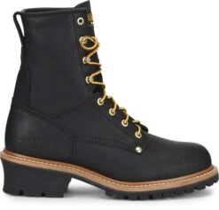 Carolina Boots: Men's CA1825 Black 8" Steel Toe Elm Logger Boot -Men's Work Boots Store ca1825 500xauto profile