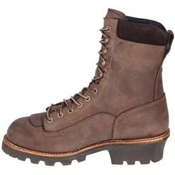Carolina Boots: Men's Brown 8 Inch Waterproof CA7022 Logger Boots -Men's Work Boots Store ca7021st carolinai 01 1