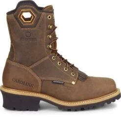 Carolina Boots: Men's CA9855 Brown 8" Composite Square Toe Waterproof Logger Boot -Men's Work Boots Store ca9855 500xauto profile