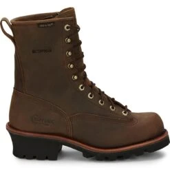 Chippewa Boots: Men's Waterproof Brown 73100 Logger Work Boots -Men's Work Boots Store chp 004 73100edit