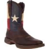 Durango Boots: Men's DB4446 Brown Rebel Texas Flag Pull On Square Toe Work Boot -Men's Work Boots Store db4446