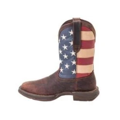 Durango Boots: Men's DB5554 Brown Rebel 12 Inch American Flag Pull On Square Toe Boot -Men's Work Boots Store db5554 instep