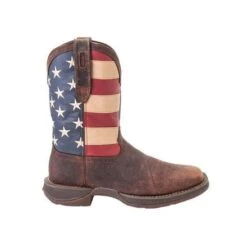 Durango Boots: Men's DB5554 Brown Rebel 12 Inch American Flag Pull On Square Toe Boot -Men's Work Boots Store db5554 profile