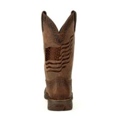 Durango Boots: Men's DDB0314 Brown Rebel Distressed Flag Pull On Square Toe Western Boot -Men's Work Boots Store ddb0314 back
