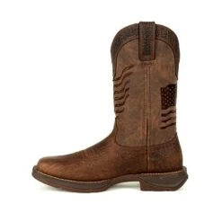 Durango Boots: Men's DDB0314 Brown Rebel Distressed Flag Pull On Square Toe Western Boot -Men's Work Boots Store ddb0314 instep