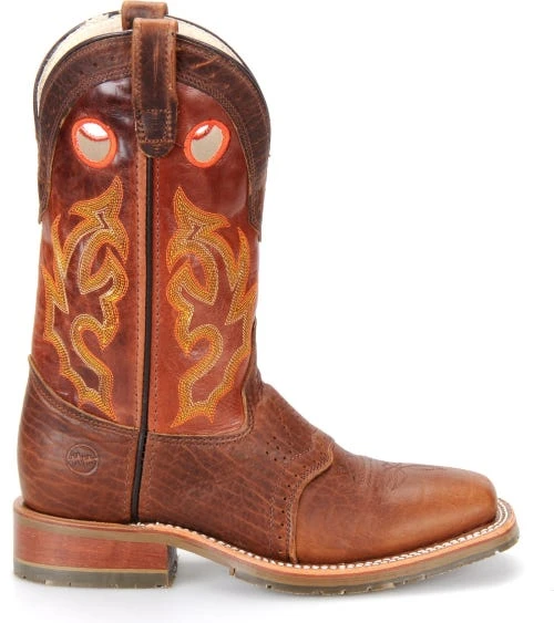 Double H Boots: Men's DH4400 Brown 12" Mickey ICE Roper Domestic Wide Square Toe Cowboy Boot 4 Double H Boots: Men's DH4400 Brown 12" Mickey ICE Roper Domestic Wide Square Toe Cowboy Boot - Image 2