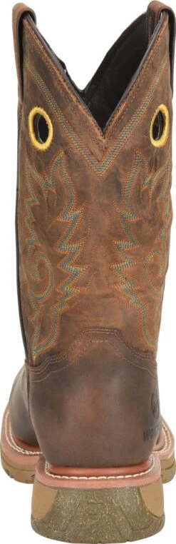 Double H Boots: Men's DH5241 Brown Square Composite Toe 12" Elijah Workflex MAX Cowboy Boot -Men's Work Boots Store dh5241 500xauto heel