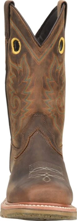 Double H Boots: Men's DH5241 Brown Square Composite Toe 12" Elijah Workflex MAX Cowboy Boot -Men's Work Boots Store dh5241 500xauto toe