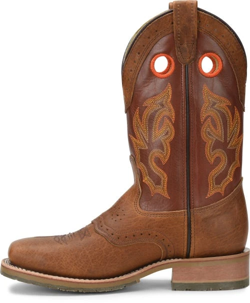 Double H Boots: Men's DH5400 Brown Square Steel Toe ICE Roper 13" Pull On Cowboy Boot 5 Double H Boots: Men's DH5400 Brown Square Steel Toe ICE Roper 13" Pull On Cowboy Boot - Image 3