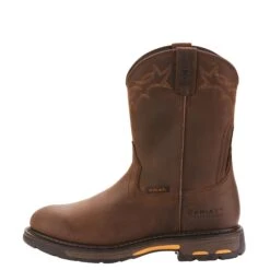 Ariat Boots: Men's 10001198 Brown Waterproof Workhog Boots -Men's Work Boots Store f18 mns workhog pullon wp simmons 10001198 side