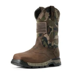 Ariat Boots: Men's 10029518 Dark Brown Camo Rebar Flex Patriot Waterproof Composite Toe Work Boot -Men's Work Boots Store f19 mns work couto 10029518 3 4 front