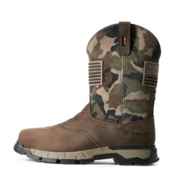 Ariat Boots: Men's 10029518 Dark Brown Camo Rebar Flex Patriot Waterproof Composite Toe Work Boot -Men's Work Boots Store f19 mns work couto 10029518 side