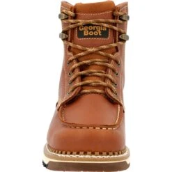 Georgia Boots: Men's GB00489 Brown Plain Toe AMP LT Wedge Moc Toe EH 6" Work Boot -Men's Work Boots Store gb00489 front
