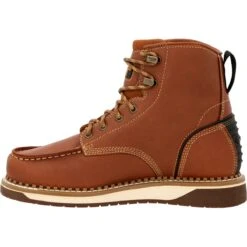 Georgia Boots: Men's GB00489 Brown Plain Toe AMP LT Wedge Moc Toe EH 6" Work Boot -Men's Work Boots Store gb00489 instep profile