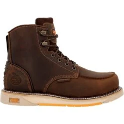 Georgia Boots: Men's GB00592 Brown Nano Composite Toe AMP LT Wedge Moc Toe Waterproof Work Boot -Men's Work Boots Store gb00592 profile