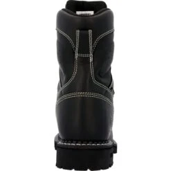 Georgia Boots: Men's GB00603 Black Plain Toe 8" USA Made Logger Waterproof Work Boot -Men's Work Boots Store gb00603 back