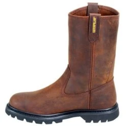Caterpillar Boots: Men's Brown Revolver Slip-On 72191 Wellington Slip-Resistant Boots -Men's Work Boots Store image 85170