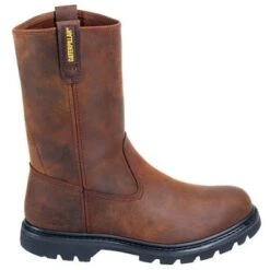 Caterpillar Boots: Men's Brown Revolver Slip-On 72191 Wellington Slip-Resistant Boots -Men's Work Boots Store image 85171