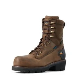 Ariat Boots: Men's 10018566 Oily Distressed Brown Powerline 8" Waterproof Composite Toe Work Boot 11 Ariat Boots: Men's 10018566 Oily Distressed Brown Powerline 8" Waterproof Composite Toe Work Boot -Men's Work Boots Store in line mns work couto 10018566 3 4 front