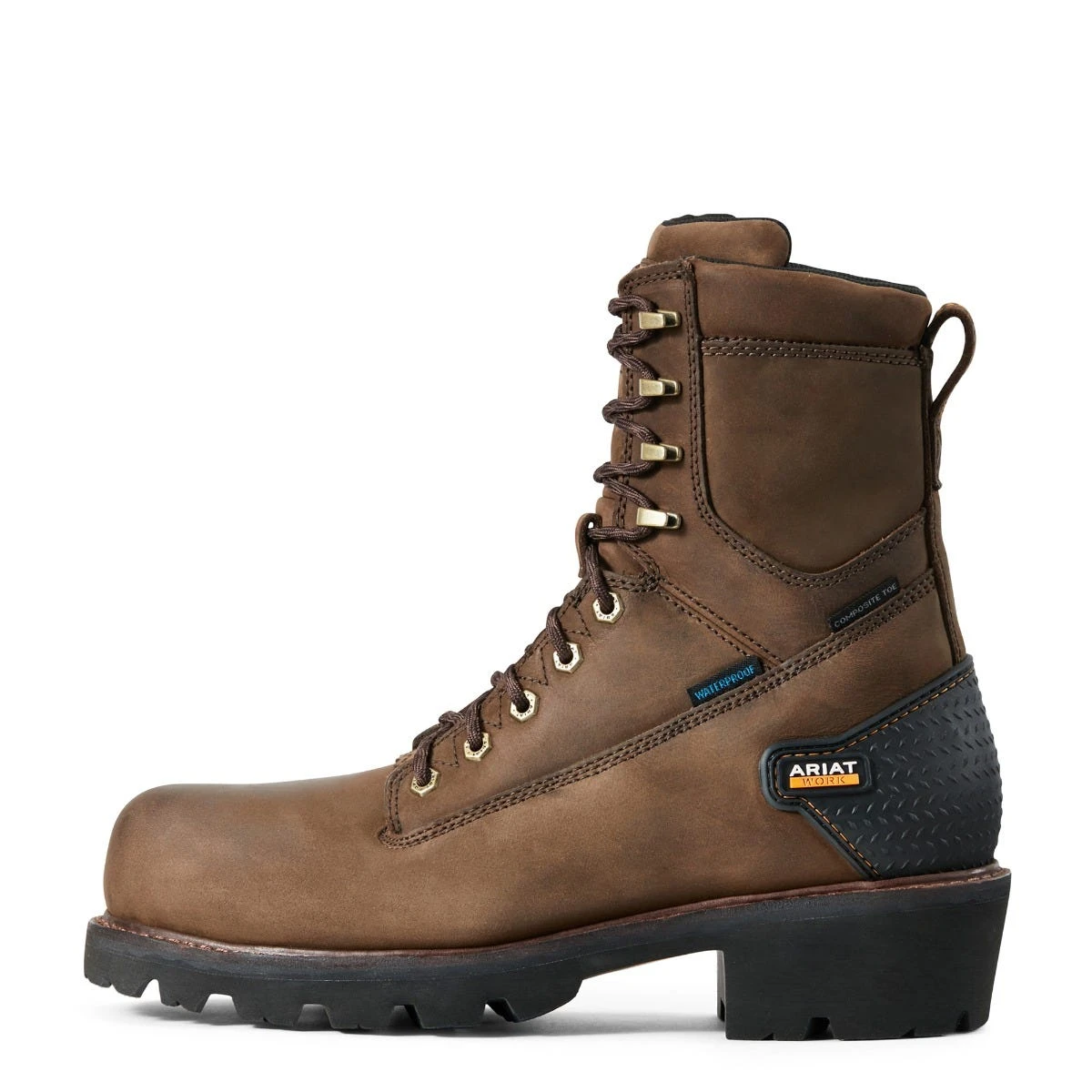 Ariat Boots: Men's 10018566 Oily Distressed Brown Powerline 8" Waterproof Composite Toe Work Boot 5 Ariat Boots: Men's 10018566 Oily Distressed Brown Powerline 8" Waterproof Composite Toe Work Boot - Image 3