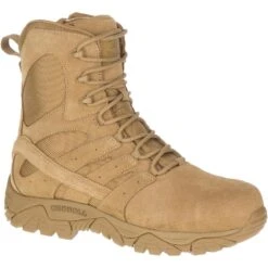 Merrell Boots: Unisex J099371 Tan Moab 2 Defense Composite Toe Side Zip Tactical Work Boot -Men's Work Boots Store j099371