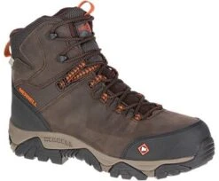 Merrell Boots: Men's J15735 Brown Orange Phaserbound Composite Toe Waterproof Work Hiker 9 Merrell Boots: Men's J15735 Brown Orange Phaserbound Composite Toe Waterproof Work Hiker -Men's Work Boots Store j15735