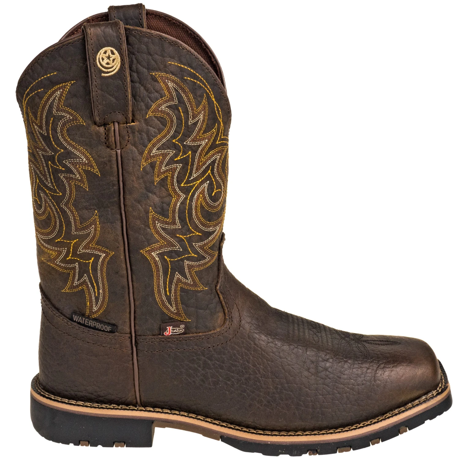 Justin Boots: Brown GR9050 Men's Waterproof George Strait Fireman Cowboy Boots 6 Justin Boots: Brown GR9050 Men's Waterproof George Strait Fireman Cowboy Boots - Image 4