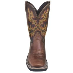 Justin Boots: Men's SE4681 Brown Square Toe Stampede Boots -Men's Work Boots Store justin wk4681 080 f 01