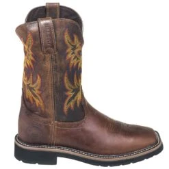 Justin Boots: Men's SE4681 Brown Square Toe Stampede Boots -Men's Work Boots Store justin wk4681 080 o 01