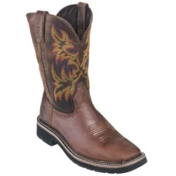 Justin Boots: Men's SE4681 Brown Square Toe Stampede Boots -Men's Work Boots Store justin wk4681 080 p 01