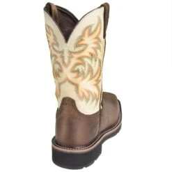 Justin Boots: Men's SE4684 Steel Toe EH White Cowhide 11-Inch Cowboy Work Boots -Men's Work Boots Store justin wk4684 b 01