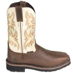 Justin Boots: Men's SE4684 Steel Toe EH White Cowhide 11-Inch Cowboy Work Boots -Men's Work Boots Store justin wk4684 o 01