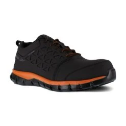 Reebok Shoes: Men's RB4050 Black Orange Sublite Cushion Composite Toe Slip Resistant Athletic Shoe -Men's Work Boots Store reebok rb4050 sublite cushion work 02 1