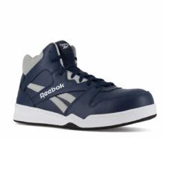 Reebok Shoes: Men's RB4133 Navy/Grey Composite Toe Slip Resistant High Top Sneaker -Men's Work Boots Store reebok rb4133 bb4500 02