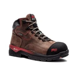 Timberland Pro Boots: Men's A1WSB Brown Red Bosshog Composite Toe Waterproof 6" Work Boot