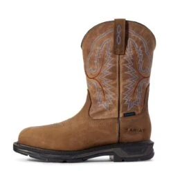Ariat Boots: Men's 10031474 Distressed Brown WorkHog XT Waterproof Work Boot -Men's Work Boots Store s20 mns work couto 10031474 side