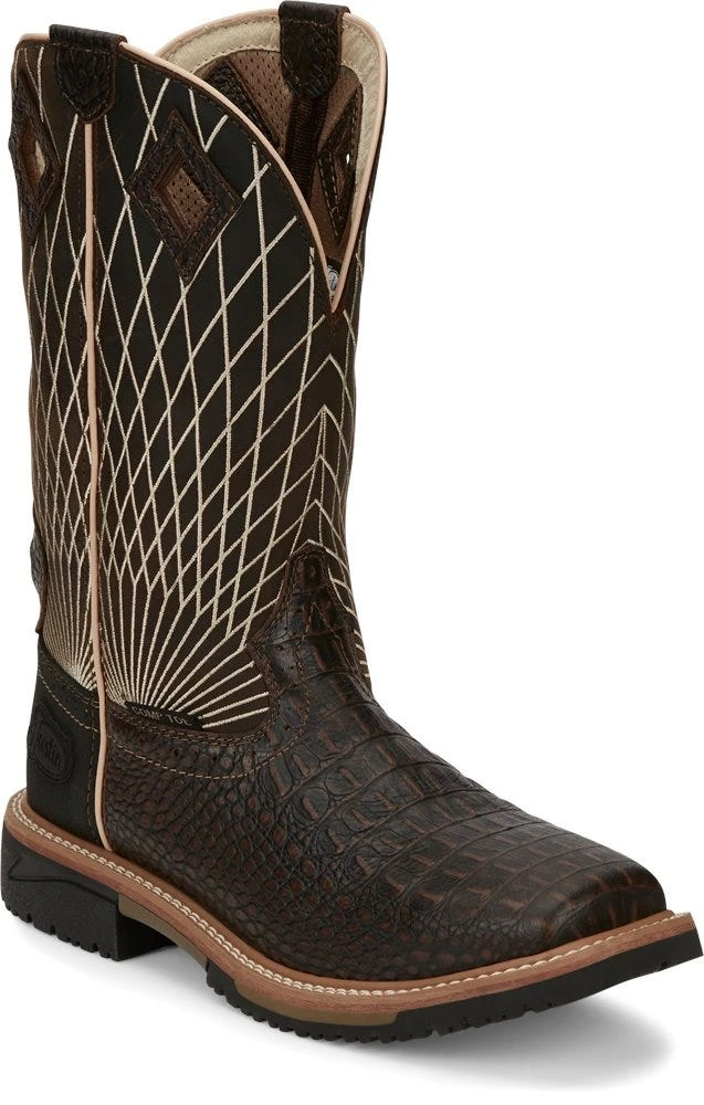 Justin Boots: Men's SE4833 Brown Composite Square Toe Derrickman Cowboy Work Boot 3 Justin Boots: Men's SE4833 Brown Composite Square Toe Derrickman Cowboy Work Boot
