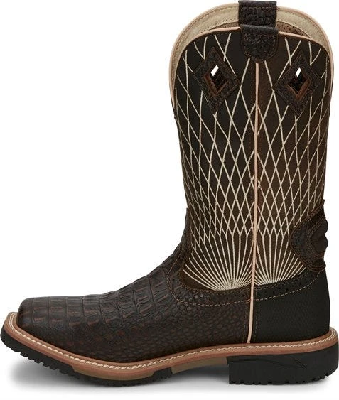 Justin Boots: Men's SE4833 Brown Composite Square Toe Derrickman Cowboy Work Boot 5 Justin Boots: Men's SE4833 Brown Composite Square Toe Derrickman Cowboy Work Boot - Image 3