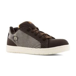 Volcom Shoes: Men's VM30507 Dark Brown Khaki Composite Toe Stone Op Art Skate Inspired Work Shoe